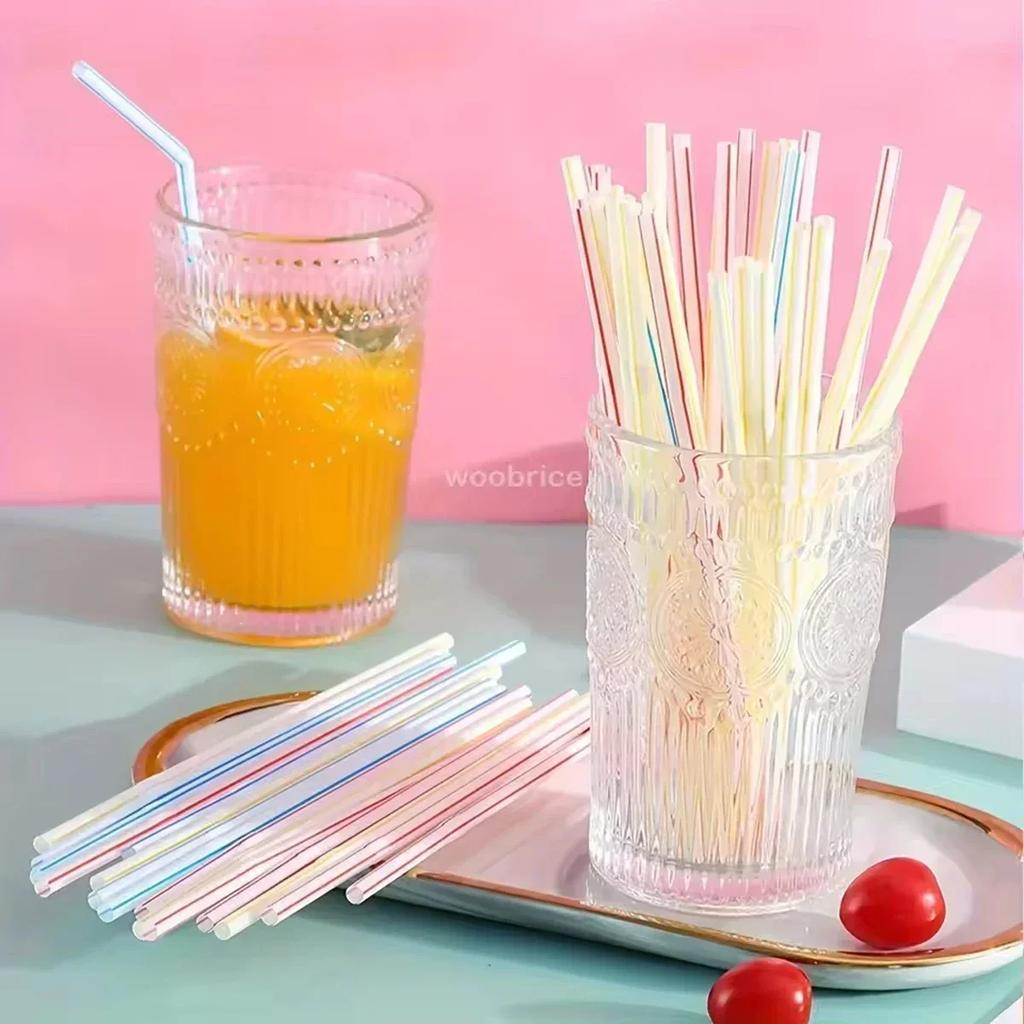 Multicolor Plastic Pipes Drinking Straws Cola Straws Bar Party Wedding Kitchen Pajitas Cocktail Straw