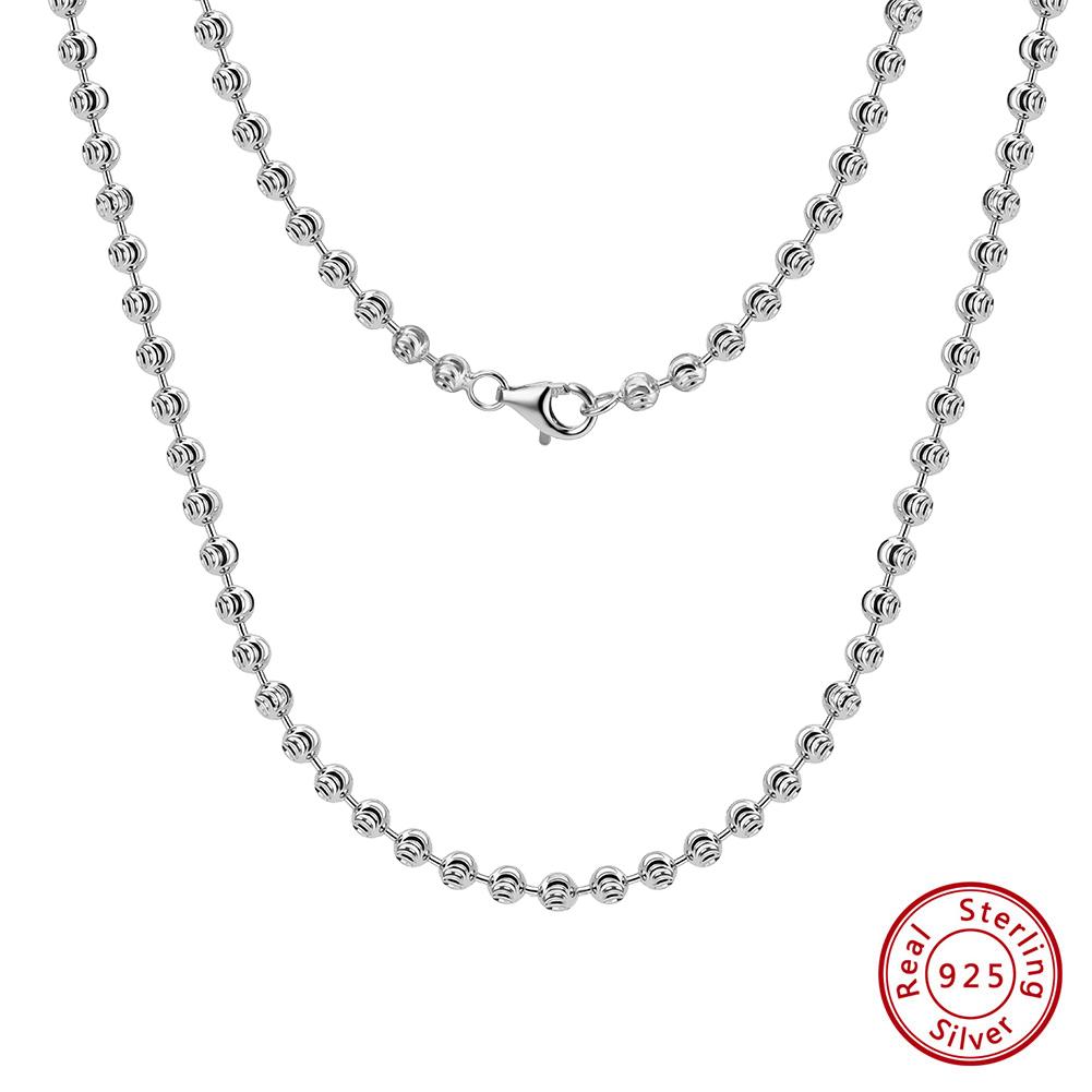 Effie Queen Vintage Fashion 925 Sterling Silver 3MM Bead Chain Necklace for Men Women Hip Hop Birthday Jewelry Gift 40-60cm SC91