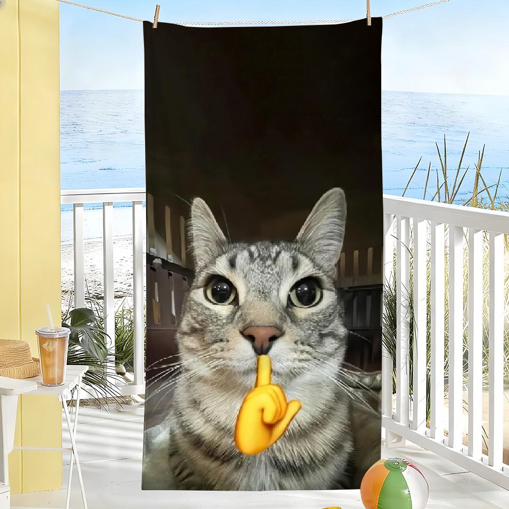 Funny Meme Cat Cute Towel Soft Pool Gift For Travel Gym Shower Camping Quick Dry Sports Large Beach Towels
