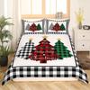 Geometric Grid Christmas Tree Three-Piece Digital Printed Bedding Set Bed Cover