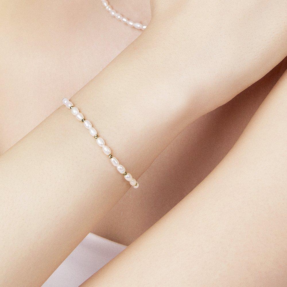 14K Blush Cut Ball Pearl Bracelet