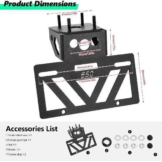 2025 Ninja 650 Fender Eliminator Z650 Fender Eliminator 2024 Ninja 650 Tail Tidy Ninja 650 License Plate Bracket Holder Z650 EX650 ABS 2017 2018