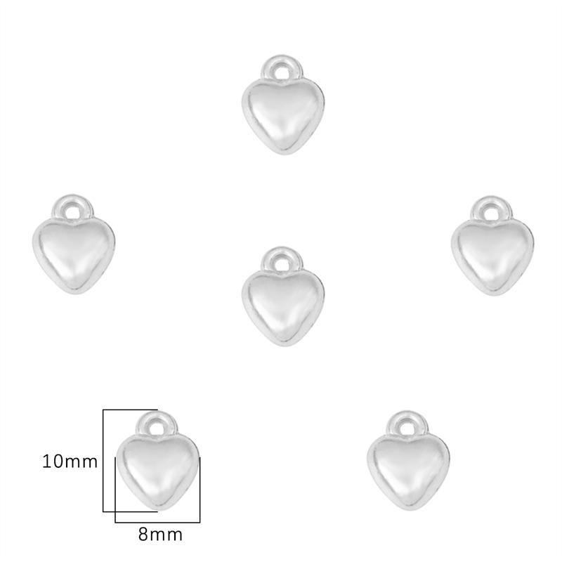

8-19 мм позолоченный/родиевый CCB сердечный шарм кулон для ожерелья браслет серьги DIY изготовление ювелирных изделий 8x10mm 50pcs серебряный