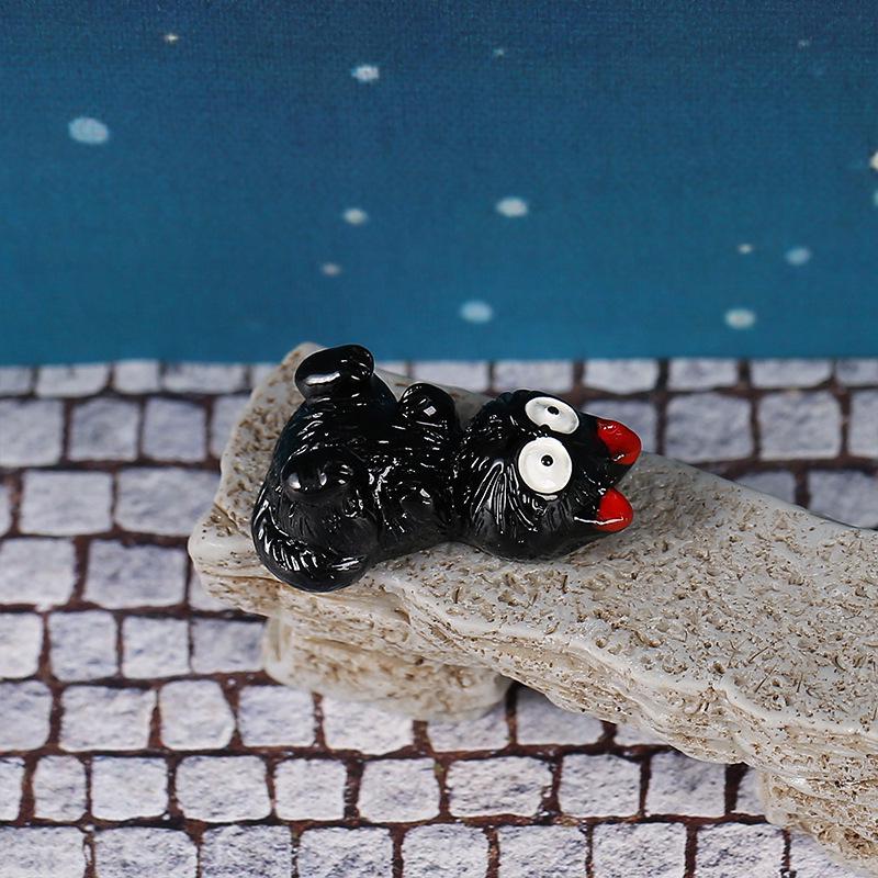 Halloween Cute Black Cat Resin Figurine for Micro Landscape and Cartoon Decor
