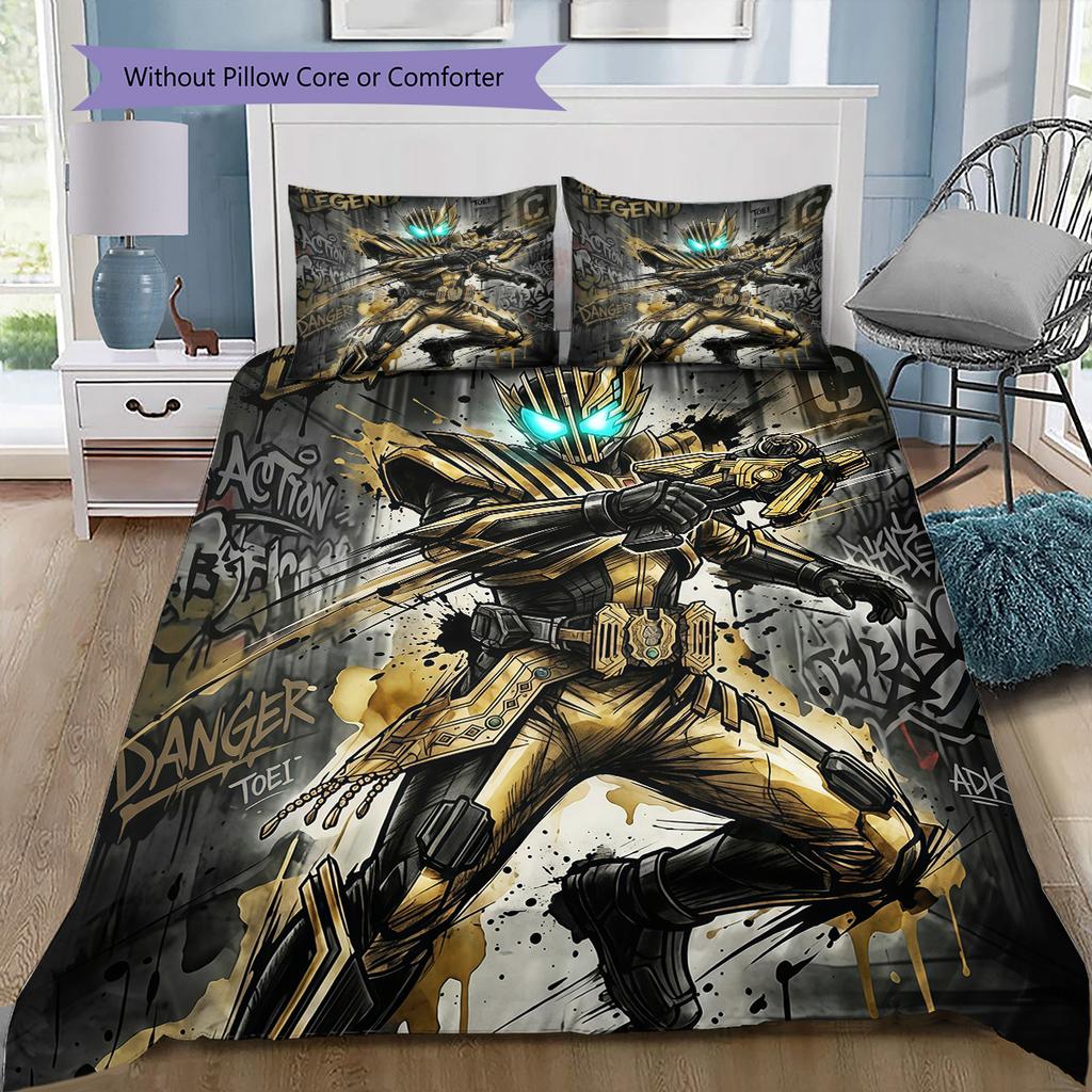 Kamen Rider Art Bedding Set, 1 Duvet Cover & 2 Pillowcases, Suitable for Home Furnishing, Ideal Gift for Fans
