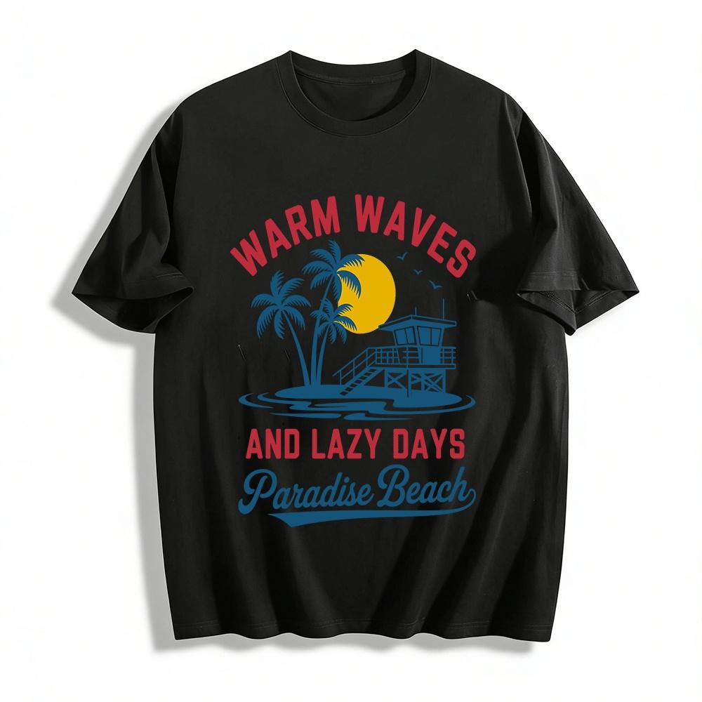 

Paradise Beach Warm Waves Lazy Days Graphic Tee Pure cotton T-shirt XXS