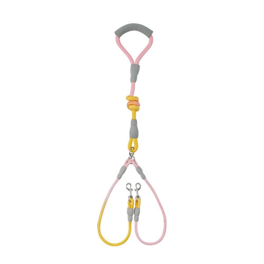 Gradually change color Double-headed dog walking rope One to two Pet leash Anti-winding Medium dog chain Dog leash