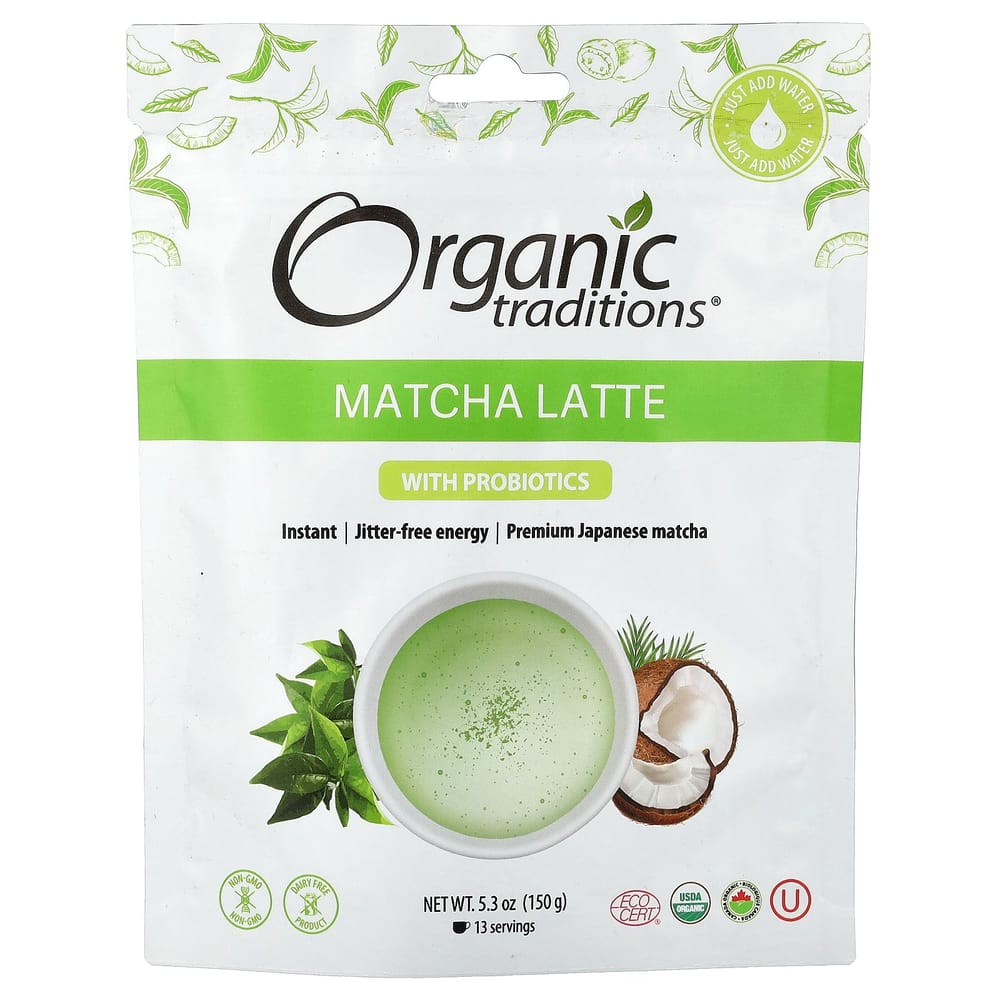 Organic Traditions Probiotic Matcha Latte 150g (5.3 oz)
