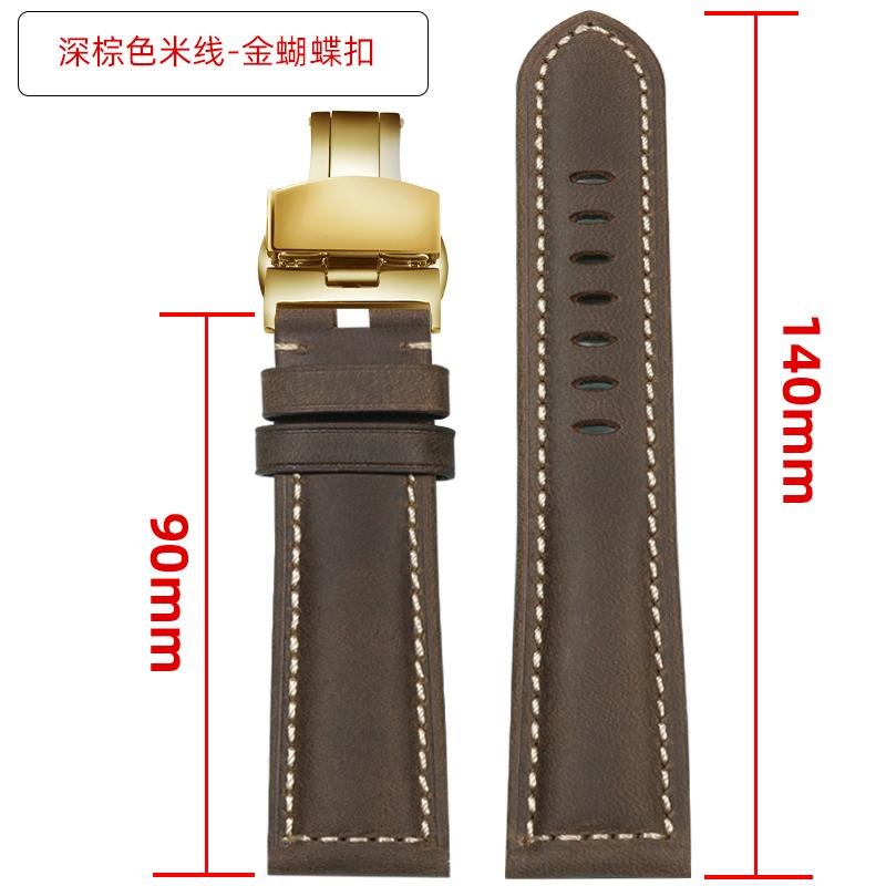 Extended matte crazy horse Frosted leather watchband 22m 24mm For Pam111 441 Hamilton Tissot Omega Casio men Vintage watch strap