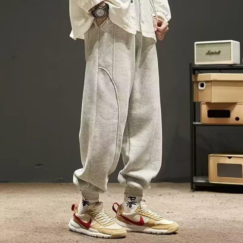 

Scimitar casual pants men s spring wide-footed loose sweatpants high-end casual boys trousers 5XL серый