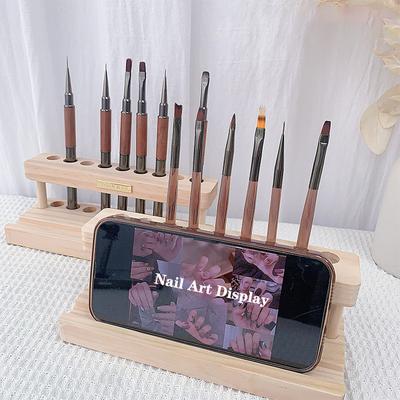 1 Stück Holz Multifunktions Schreibtisch Organizer Nail Art Stifthalter Handyhalter und Aufbewahrungslösung für Nagelwerkzeug
