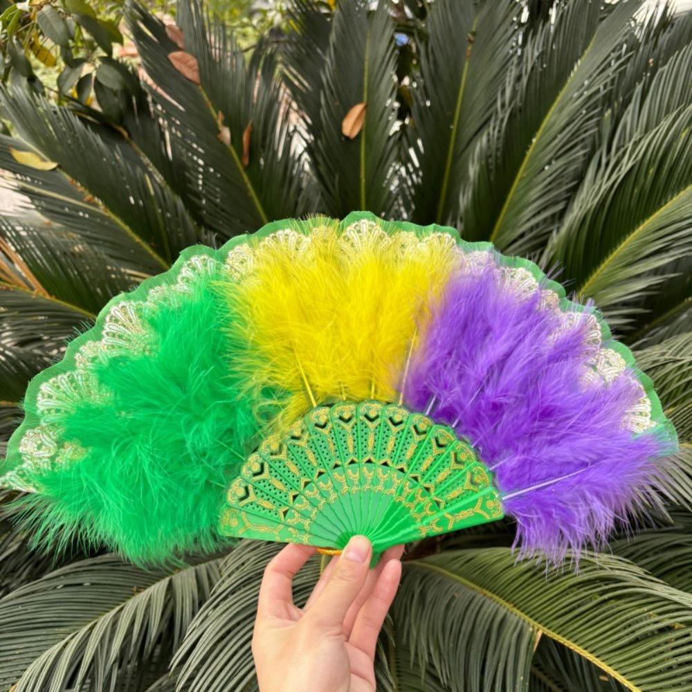 Plastikrahmen Feder Faltfächer Chinesischer Stil Spitze Fächer Tragbar Retro Handfächer Modenschau