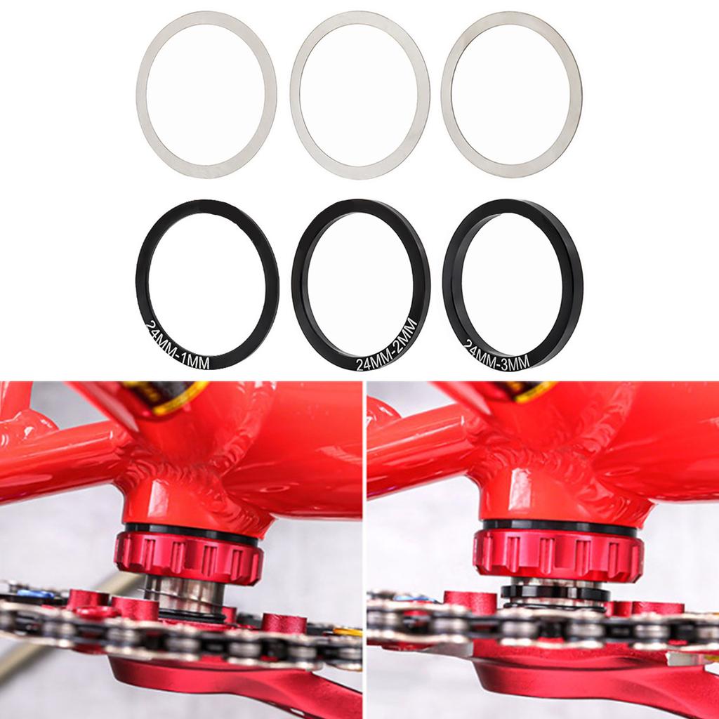 6pcs Light weight Crankset Washers Aluminum Alloys Bottom Bracket Spacers Durability Bike Accessories