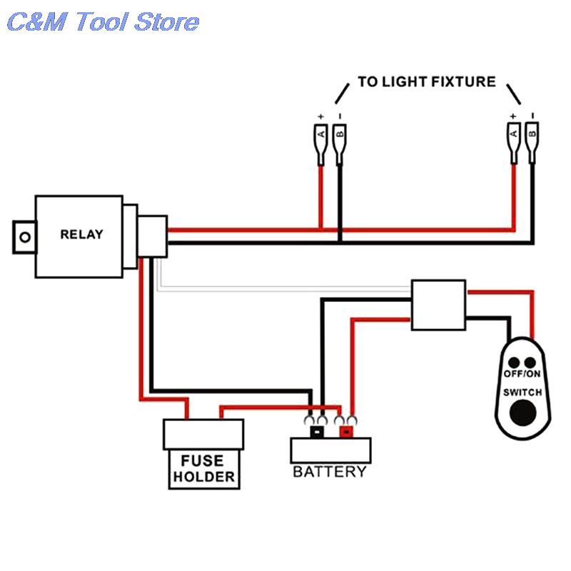New 1pc LED Work Light Bar Wiring Harness Control Switch Kit Offroad 12V 40A CarLamp