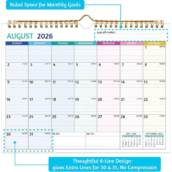 Wall Calendar 2026-2027 – 2 Year Calendar 2026-2027, 11 X 8.5 In, Jan 2026 - Dec 2027, 2026 Calendar 24 Months, Small Monthly Calendar 2026, with