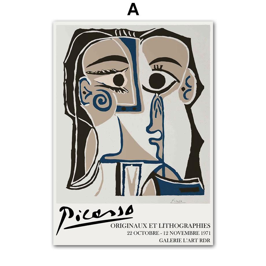 Abstract Picasso Vintage Posters And Prints Line Face Rainbow Leaves Wall Art Canvas Painting Pictures Living Room Home Decor
