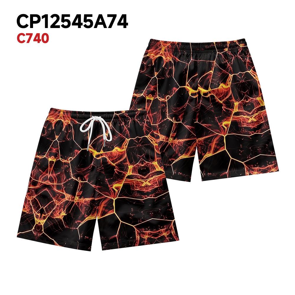 

European And American Dark Natural Lightning Element Men S Casual Shorts Beach Pants XXS