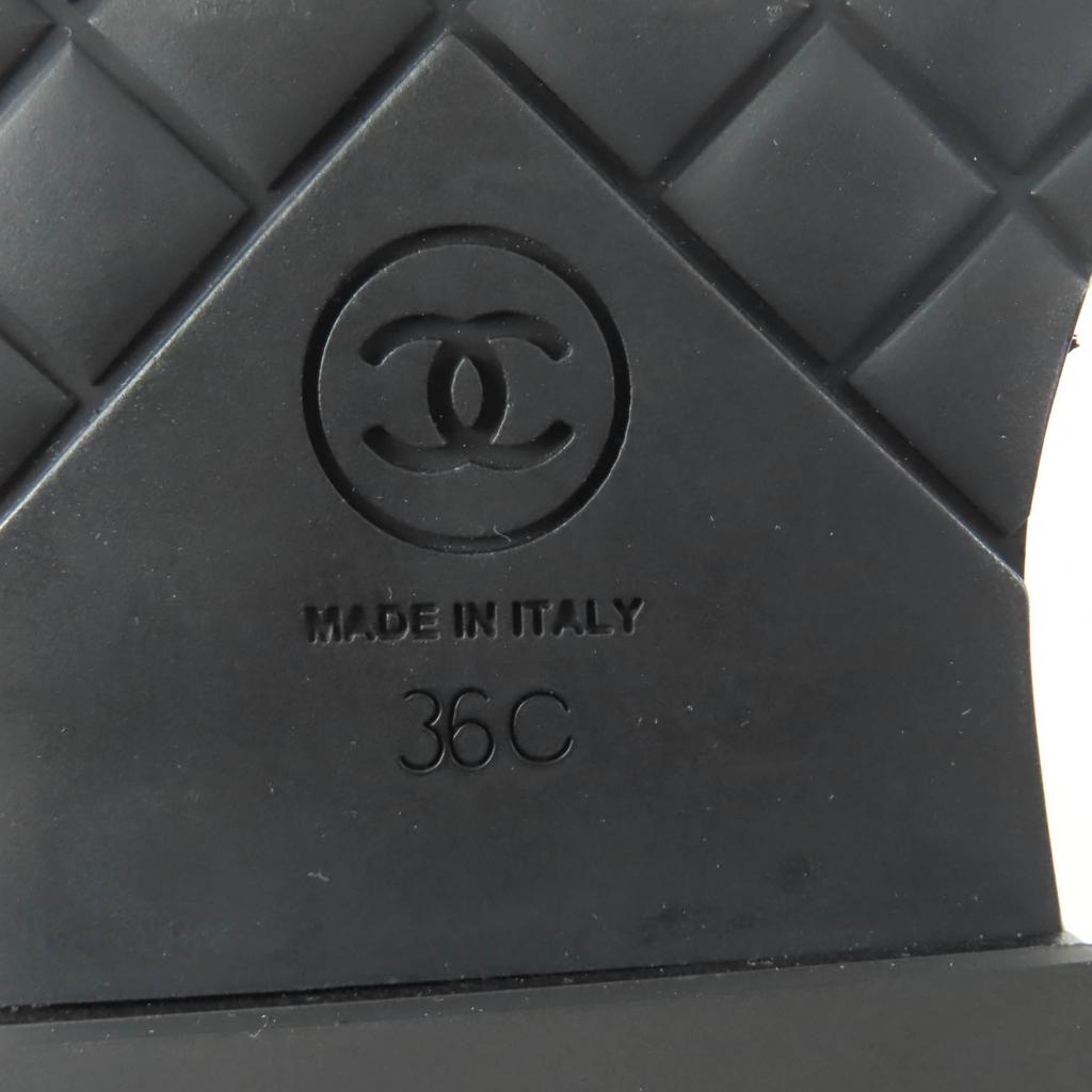 Ausgezeichnete CHANEL Stiefeletten schwarzes Leder Damen 36 20B G36416 Gebraucht