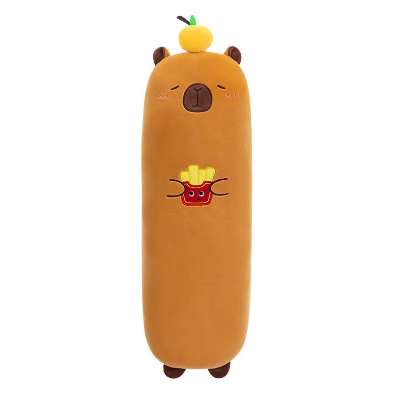 Soft Burger Fries Capybara Plush Toy Girls Sleeping Long Throw Pillow Baby Side Sleeping Pillow Sofa Waist Cushion