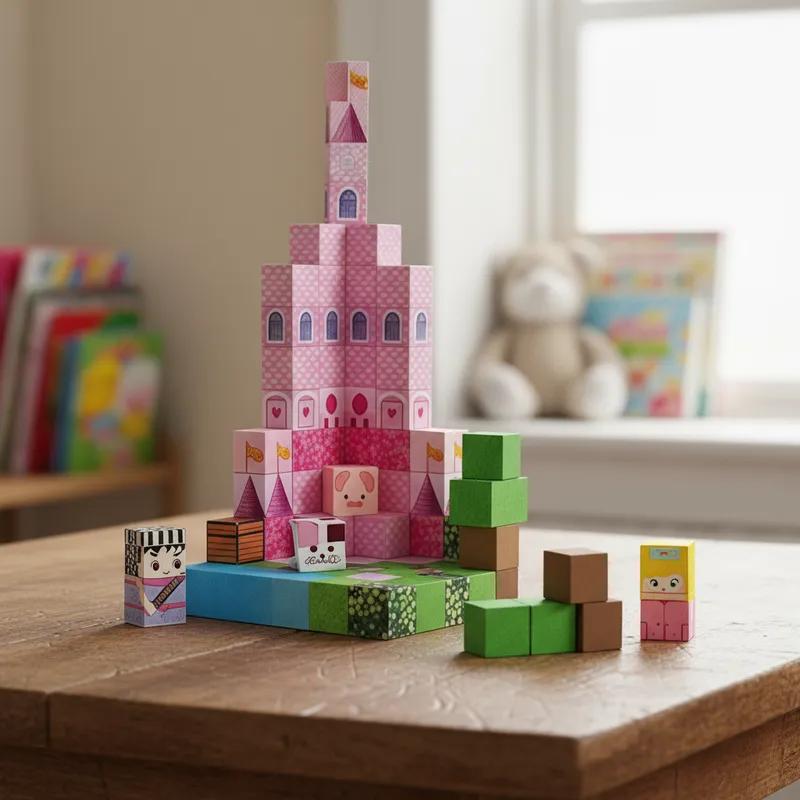 Non-Toxic Children Magnetic Building Set 100Pcs Free Build Pink Castle 3D Diy Creative Ornament Stem Educational Gift Holiday Present Box