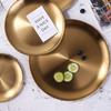 Goldene Edelstahl Ablageschale Luxuriöse Messing Gold Runde Platte Obst Kuchen Steak Snack Küche Metall Lagerung Großhandel