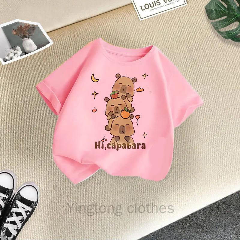 Summer Fashion Girls' Short Sleeved T-shirt Cute Printed Girls' Casual Versatile Top Cross Border