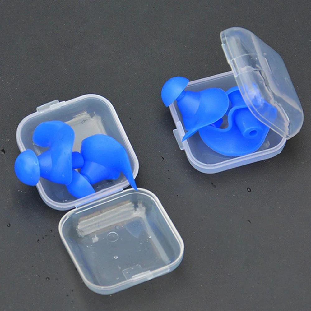 Silicone Earplug Sleep Noise Ear Plug Canceling Noise Portable Waterproof Swim Bath Earplugs with Box Swimming Accessories