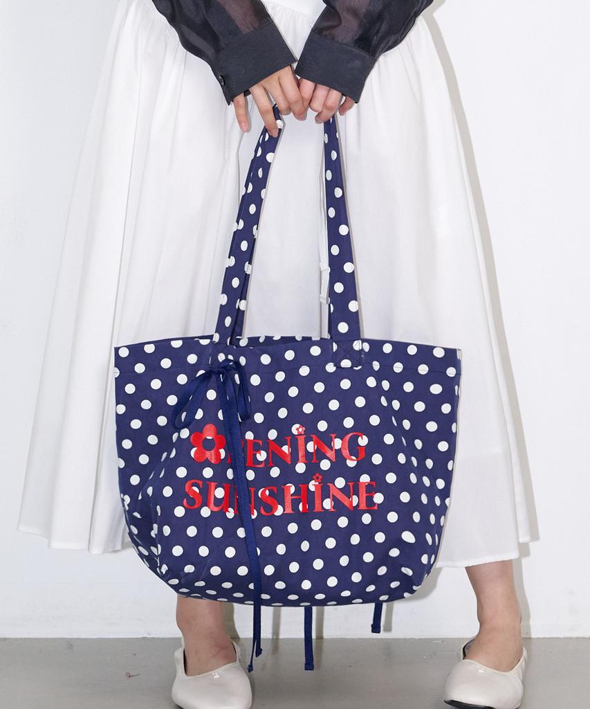 Opening Sunshine Heart Pocket Big Eco Bag Dot Navy