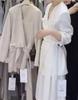 white jacket + white skirt