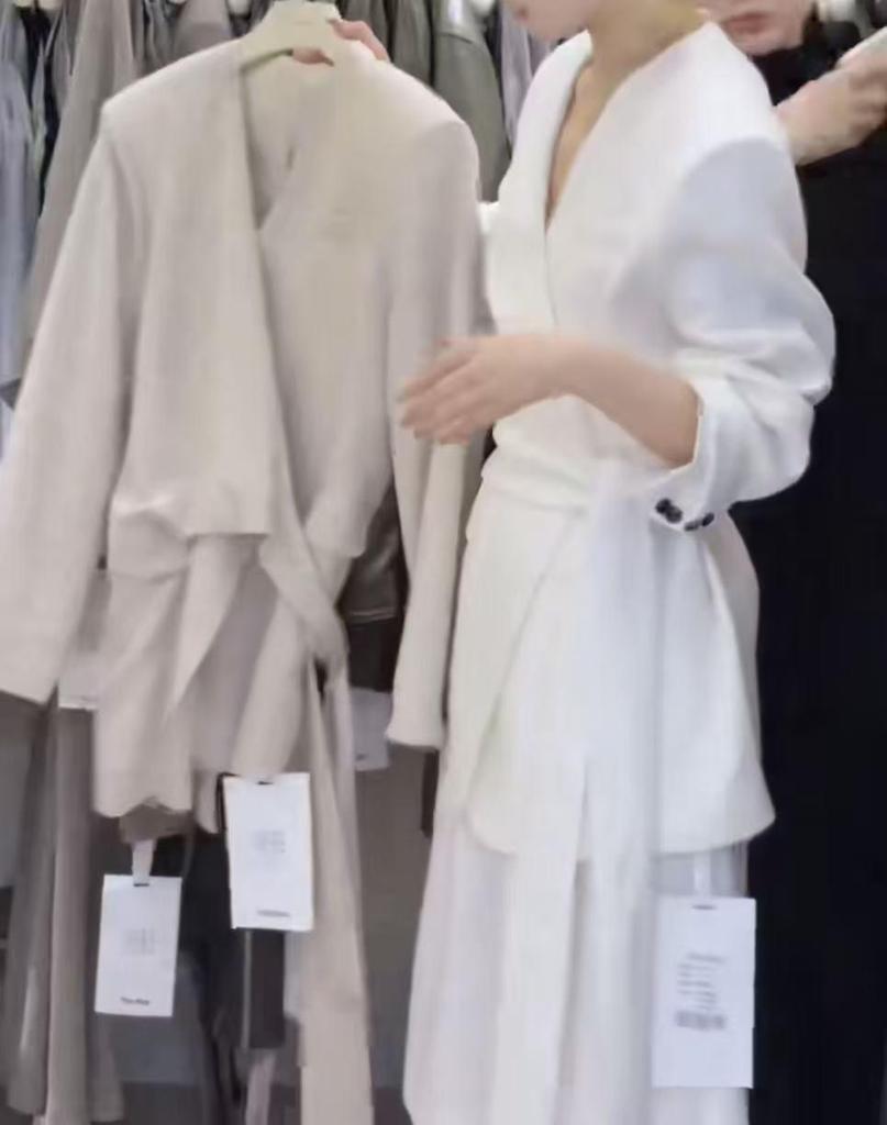 2026 Spring Korean V-neck Tie-up Blazer & Skirt Set