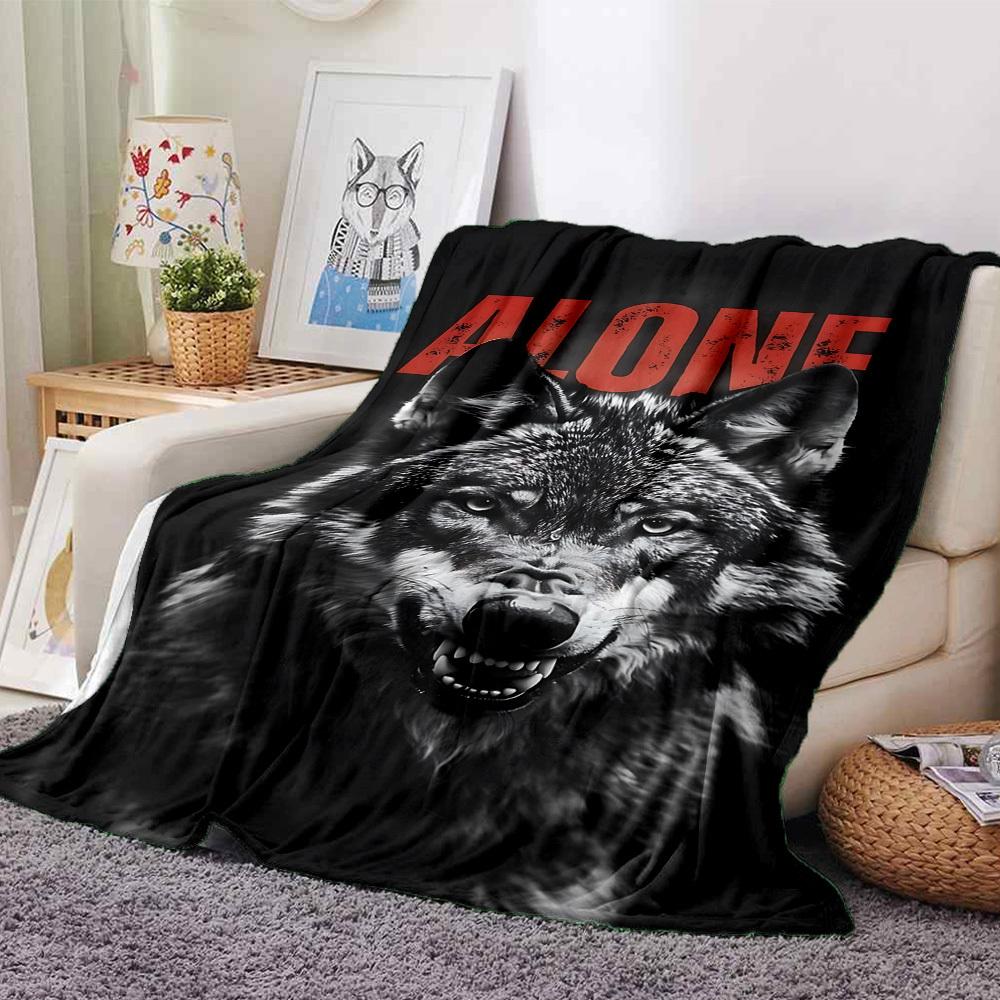 1pc wolf alone Soft Warm Throw Blanket Nap Blanket For Couch Sofa Office Bed Camping Travel,Comfortable 80cmx120cm