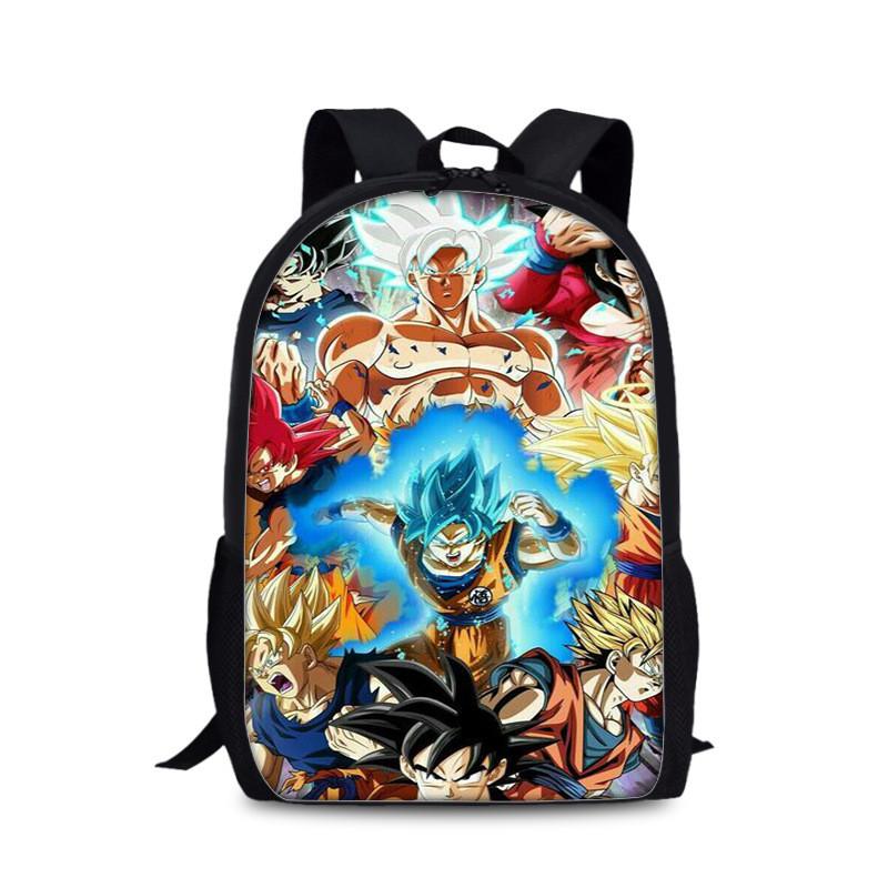 Dragon Ball Goku Printed Nylon Book Backpack For Students And Daily Use