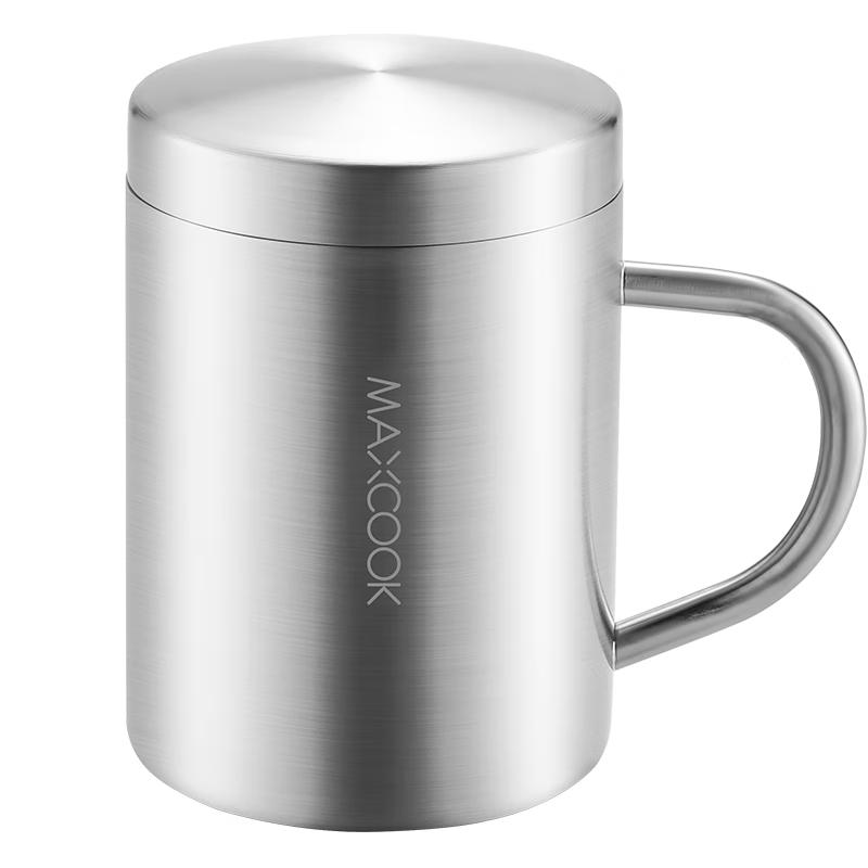 

Maxcook 304 Stainless Steel Double-Layer Mug with Lid and Handle