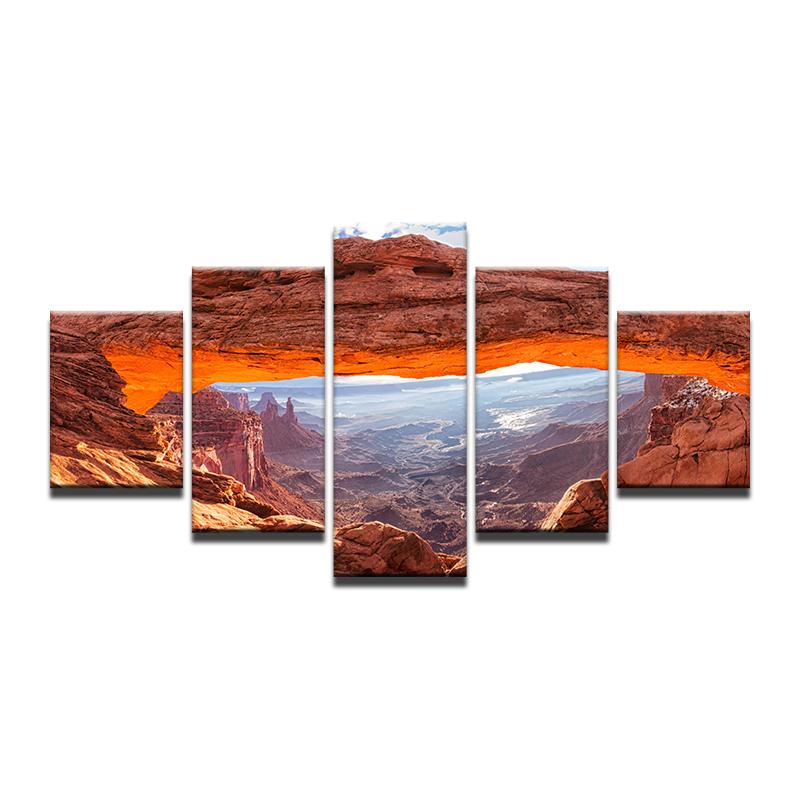 

Холст HD печатает фотографии Гостиная Настенный художественный постер 5 шт. Солнечная горная долина Пейзажные картины Домашний декор Рамки без рамки 20x35cm*2 20x45cm*2 20x55cm*1