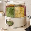 Rotatable Household Rice and Grain Storage Box: Insect & Moisture-Proof, Sealed, Compartmented Bucket