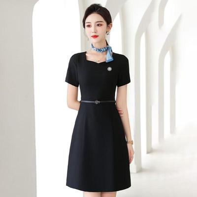 Kaseye Damen V-Ausschnitt Kurzarm Professionelles Kleid