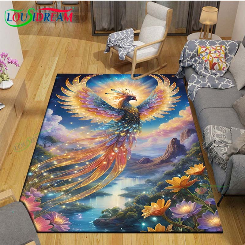 Popular Mythical Beast Phoenix Printed  Carpet Living Room Anti-Skid Area Rug Kids Bedroom Mats Yoga Mat Carpet Decor Gift