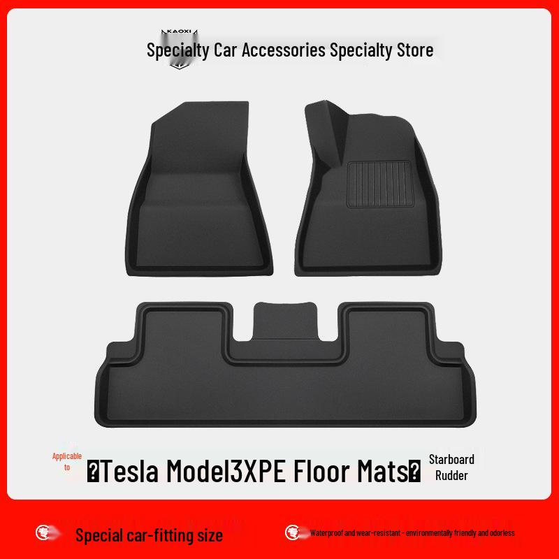 Eco-Friendly Waterproof XPE Car Floor Mats & Odorless Trunk Mat for Tesla Model 3/Y (L/R Drive)
