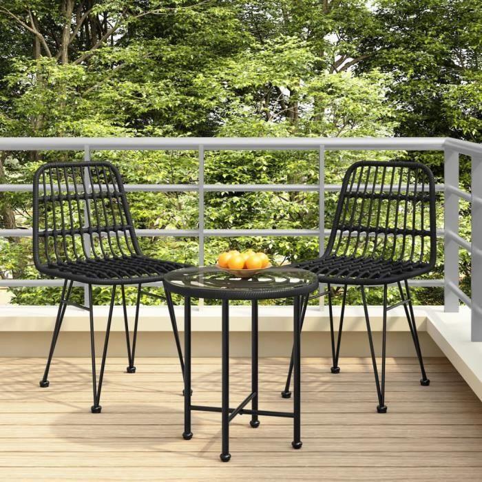 319429 vidaXL Chaises de jardin 2 pcs Noir 48x62x84 cm Résine tressée