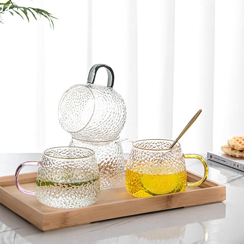 Hammer Pattern Pineapple Cup High Borosilicate Glass Juice Cup Drink Cup Office Flower Tea Brew Tea Cup Household Single Layer Cup