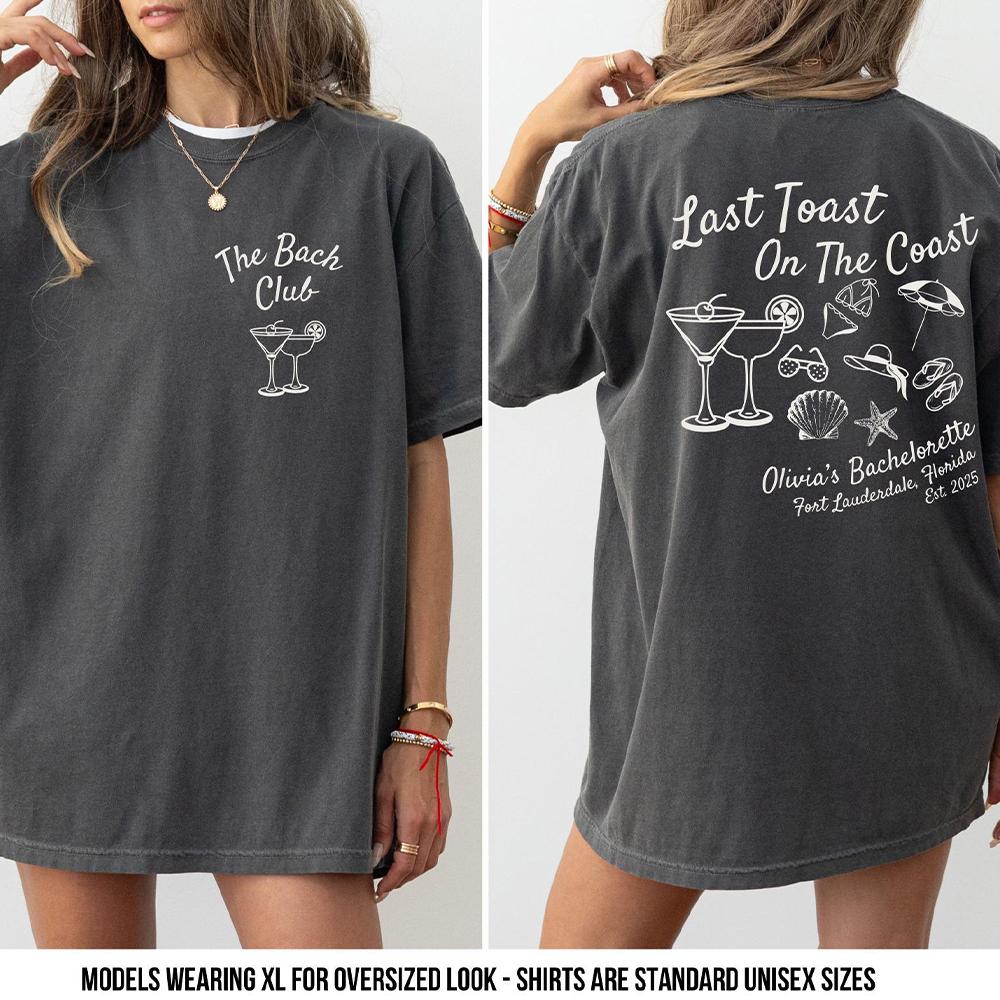 Women Last Toast On The Coast Shirts Beach Bachelorette Party Shirts Funny Comfort Shirts Cotton Y2K Top Daily Trendy Streetwear