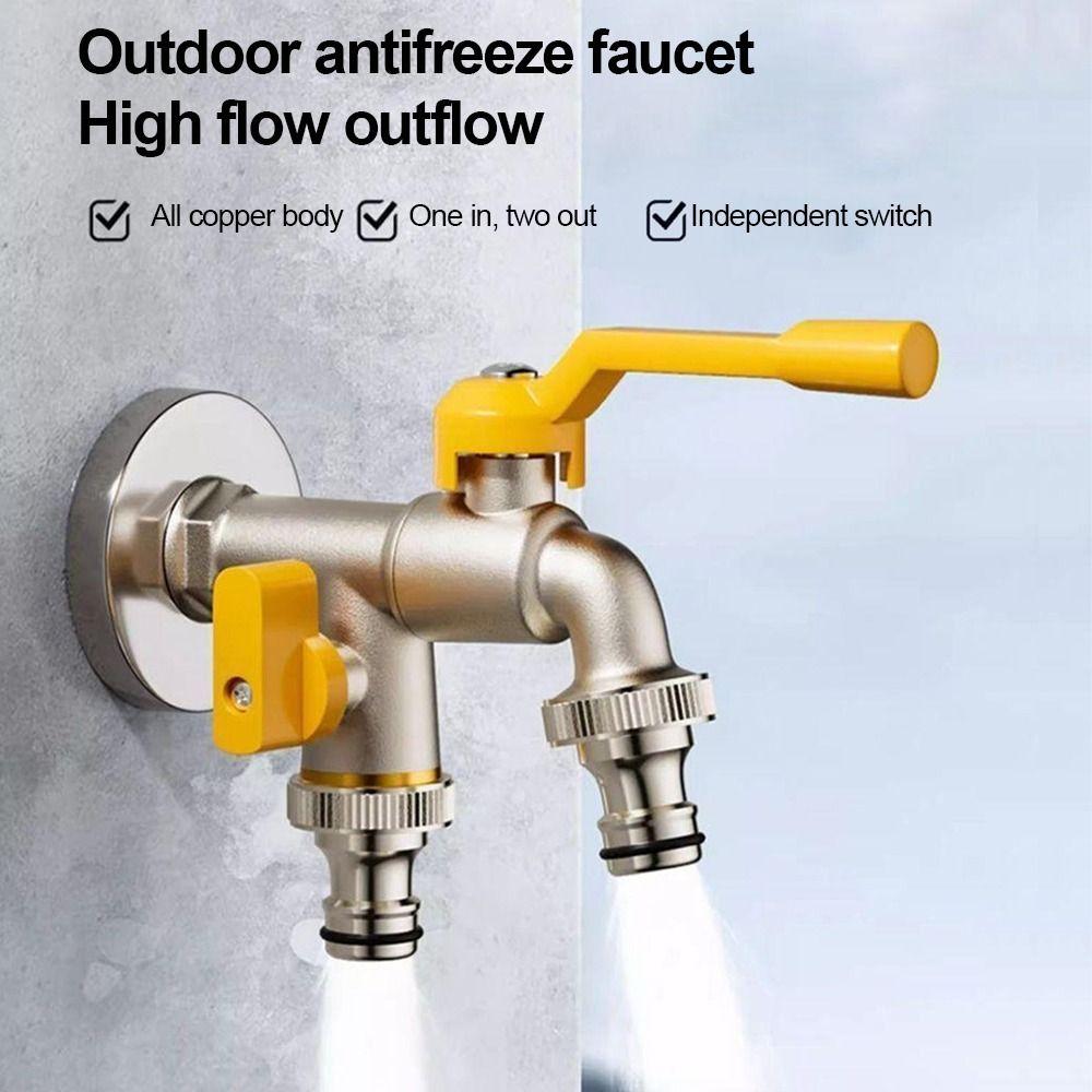 Useful Copper Water Tap Frost-Proof Double/One Outlet Water Tap Splitter Garden Irrigation Tap Home Indoor