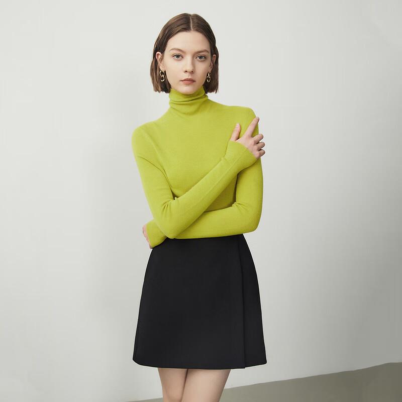LANCY Pure Wool High-Neck Knit Sweater