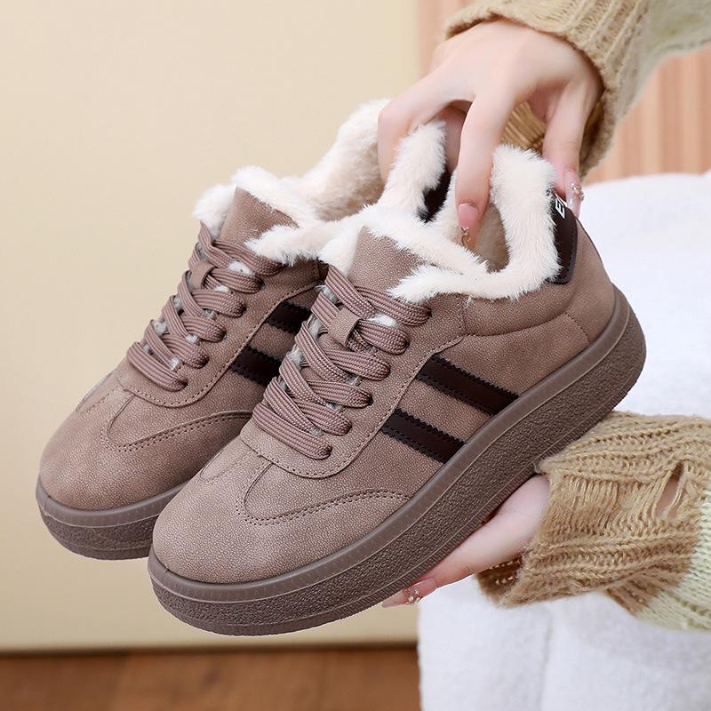 Women's 2025 Winter Retro Fleece-Lined Thick-Soled Ankle Skate Trainer Boots
