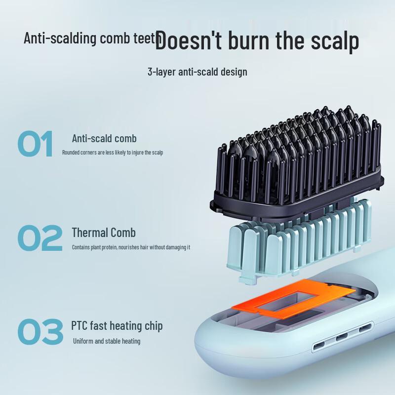Lena Negative Ion Mini Portable Hair Straightening Comb CN plug (adapter included)