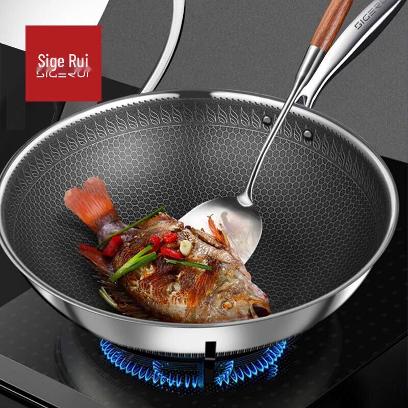 SGR-CJ007 304 SS Honeycomb Non-stick Wok