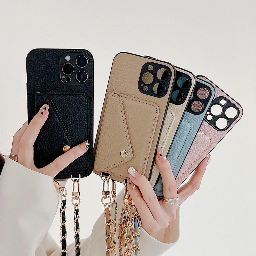 Custodia per Telefono Porta Carte a Tracolla con Catena per iPhone 15 Pro Max/13/17