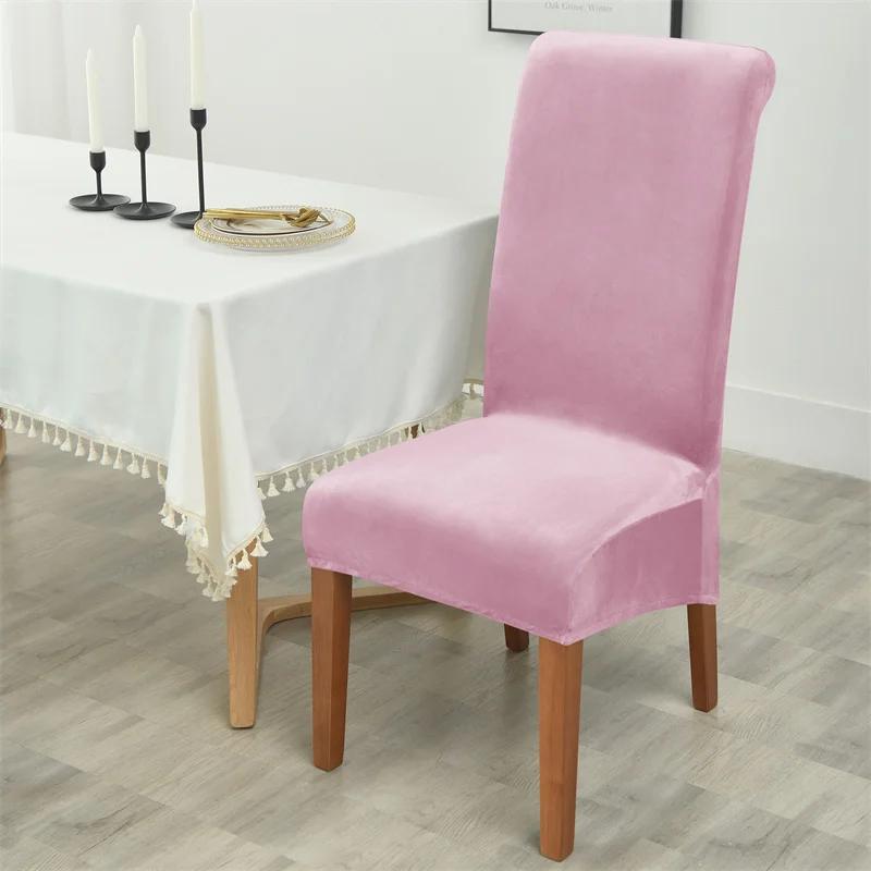 1/2/4/6pcs Soft Velvet Chair Cover Elastic High Back Dining Chairs Seat Case Solid Color Chair Slipcover for Dining Room Kitchen