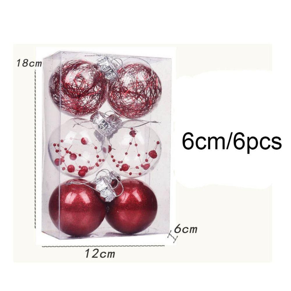 6Pcs/Box Electroplated Painted Ball Christmas Tree Ornament DIY Crafts Painted Plastic Christmas Gifts Boxes Pendant Pendant