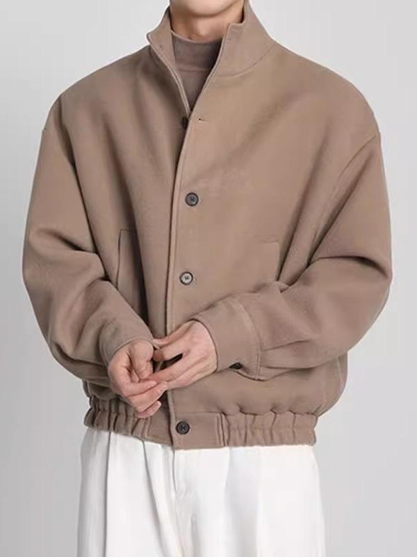 Herren British-Style Woll-Baseballjacke - Trendige Herbst- & Winter-Arbeitskleidung mit Stehkragen